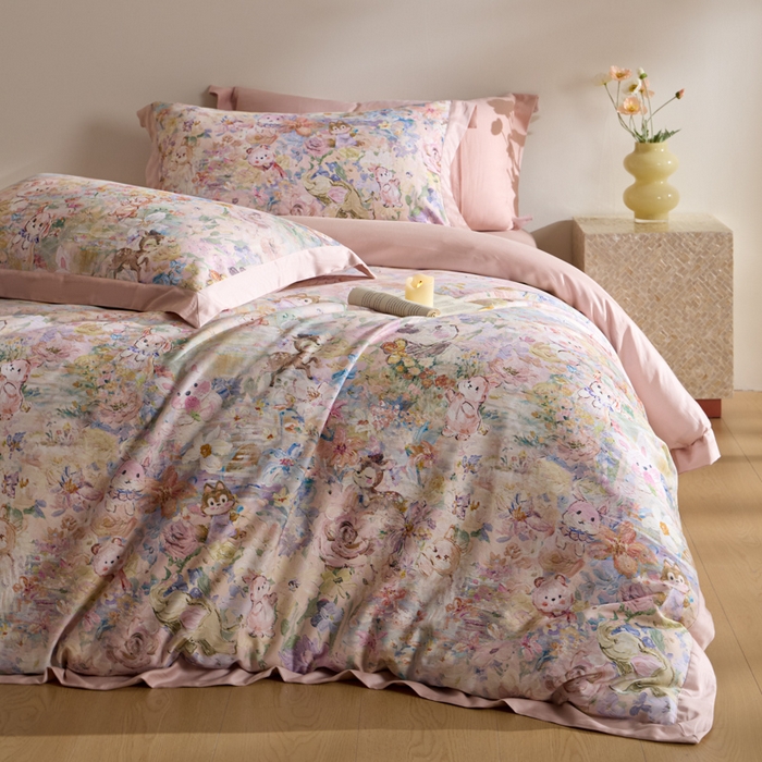 91家纺网 家纺一手货源 找家纺 （总）禾时 2025新款全棉纯棉贡缎数码50双股长绒棉磨毛四件套（带高档礼盒）