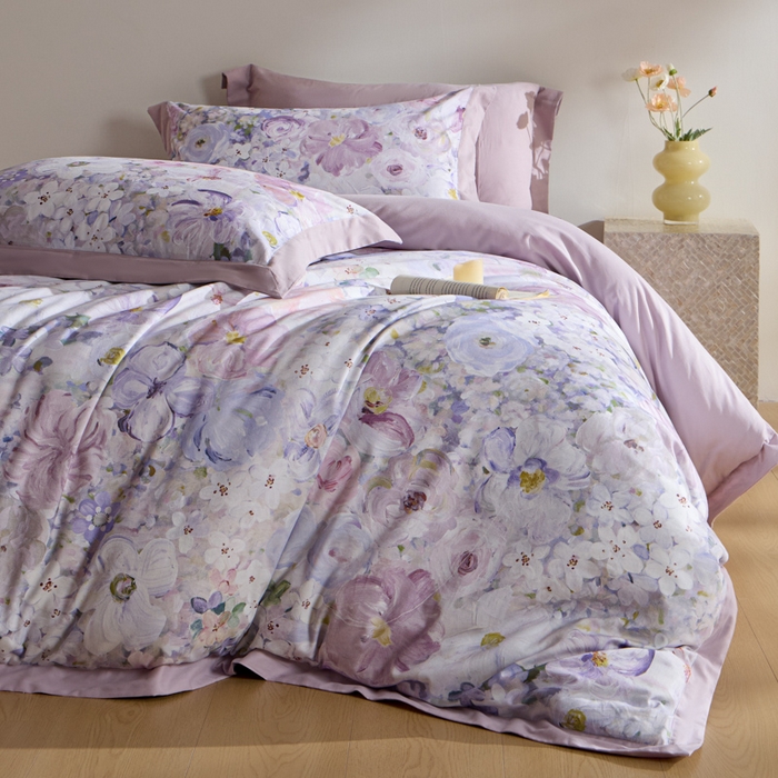 禾时 2025新款全棉纯棉贡缎数码50双股长绒棉磨毛四件套（带高档礼盒） 暗香