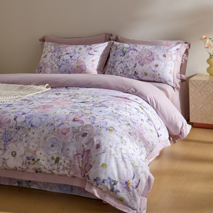 91家纺网 家纺一手货源 找家纺 禾时 2025新款全棉纯棉贡缎数码50双股长绒棉磨毛四件套（带高档礼盒） 暗香