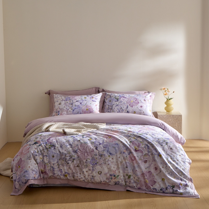 91家纺网 家纺一手货源 找家纺 禾时 2025新款全棉纯棉贡缎数码50双股长绒棉磨毛四件套（带高档礼盒） 暗香