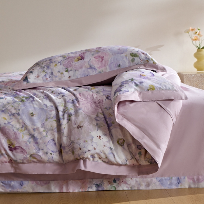 91家纺网 家纺一手货源 找家纺 禾时 2025新款全棉纯棉贡缎数码50双股长绒棉磨毛四件套（带高档礼盒） 暗香