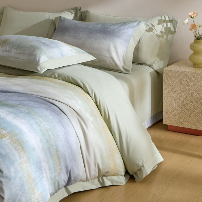 91家纺网 家纺一手货源 找家纺 禾时 2025新款全棉纯棉贡缎数码50双股长绒棉磨毛四件套（带高档礼盒） 贝琳达