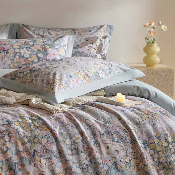 91家纺网 家纺一手货源 找家纺 禾时 2025新款全棉纯棉贡缎数码50双股长绒棉磨毛四件套（带高档礼盒） 花香四溢