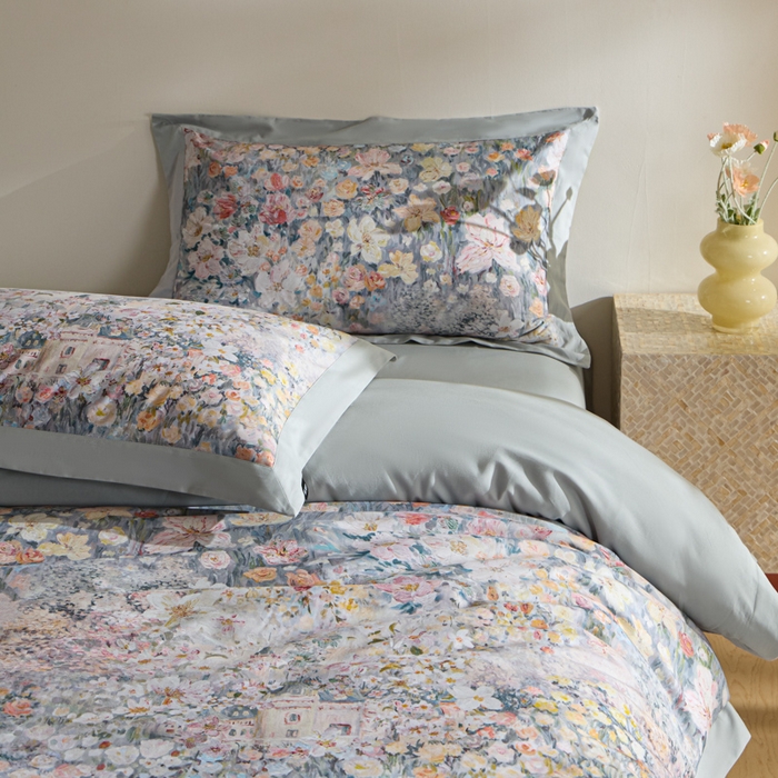 91家纺网 家纺一手货源 找家纺 禾时 2025新款全棉纯棉贡缎数码50双股长绒棉磨毛四件套（带高档礼盒） 花香四溢