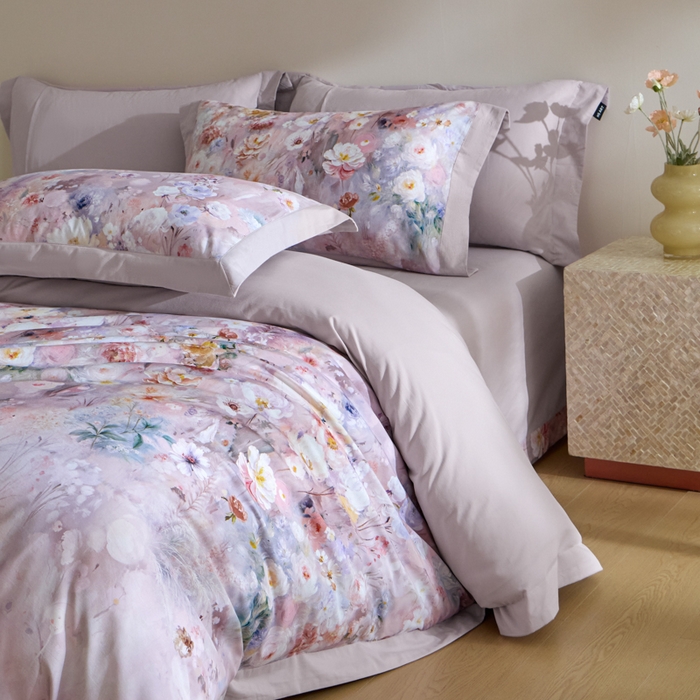 91家纺网 家纺一手货源 找家纺 禾时 2025新款全棉纯棉贡缎数码50双股长绒棉磨毛四件套（带高档礼盒） 锦绣（豆沙）