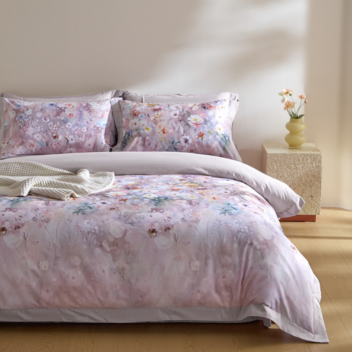 91家纺网 家纺一手货源 找家纺 禾时 2025新款全棉纯棉贡缎数码50双股长绒棉磨毛四件套（带高档礼盒） 锦绣（豆沙）