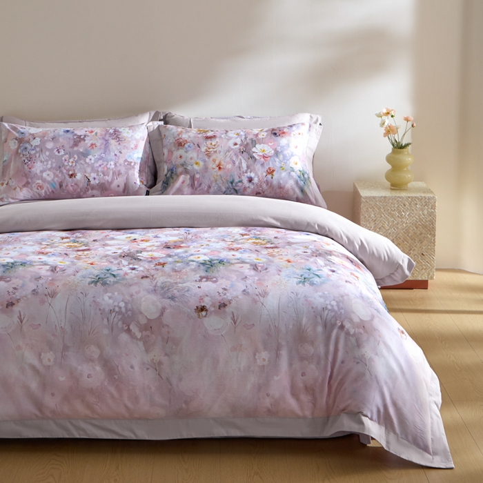 91家纺网 家纺一手货源 找家纺 禾时 2025新款全棉纯棉贡缎数码50双股长绒棉磨毛四件套（带高档礼盒） 锦绣（豆沙）