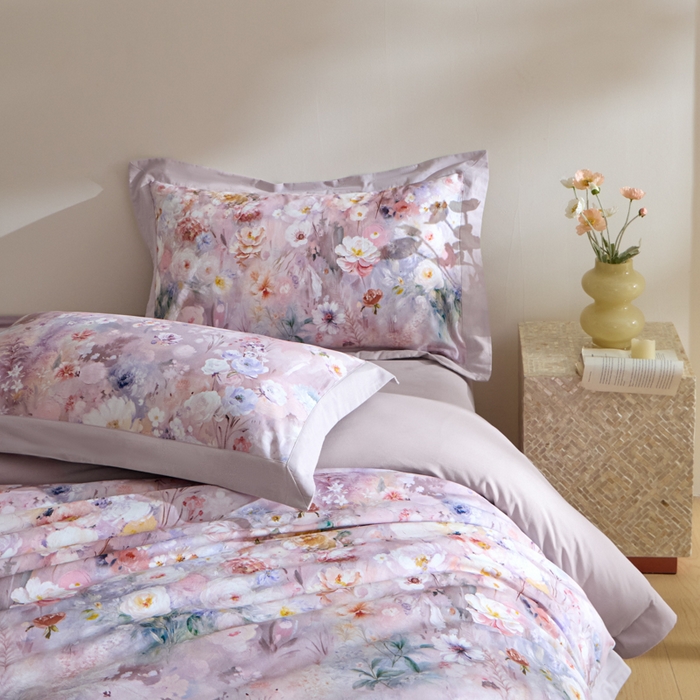 91家纺网 家纺一手货源 找家纺 禾时 2025新款全棉纯棉贡缎数码50双股长绒棉磨毛四件套（带高档礼盒） 锦绣（豆沙）