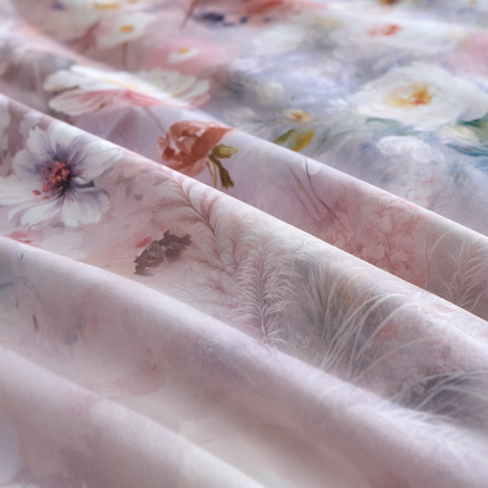 91家纺网 家纺一手货源 找家纺 禾时 2025新款全棉纯棉贡缎数码50双股长绒棉磨毛四件套（带高档礼盒） 锦绣（豆沙）