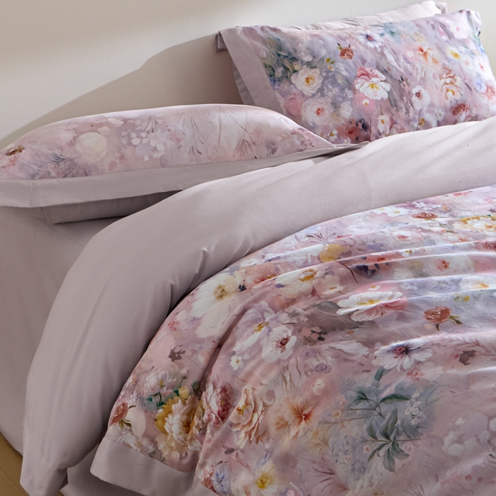 91家纺网 家纺一手货源 找家纺 禾时 2025新款全棉纯棉贡缎数码50双股长绒棉磨毛四件套（带高档礼盒） 锦绣（豆沙）