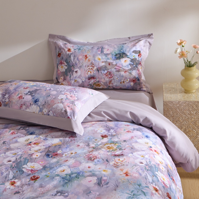 91家纺网 家纺一手货源 找家纺 禾时 2025新款全棉纯棉贡缎数码50双股长绒棉磨毛四件套（带高档礼盒） 锦绣（紫）