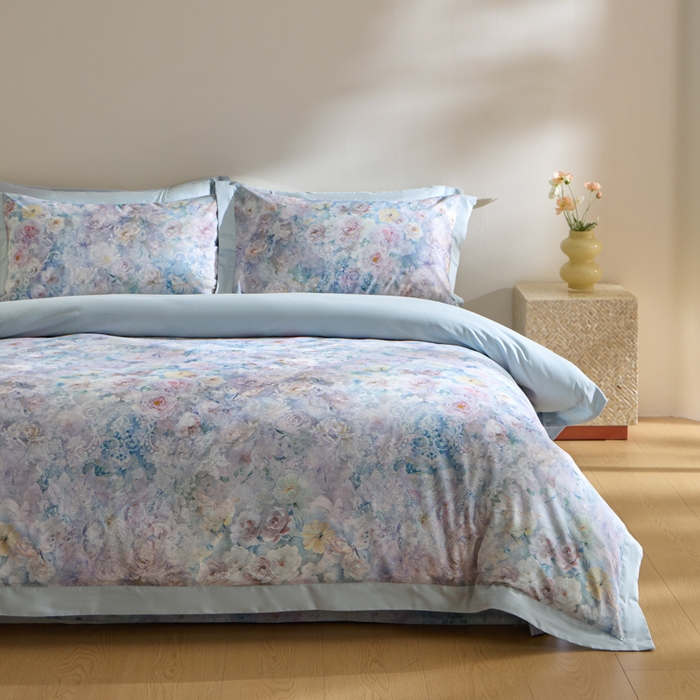 91家纺网 家纺一手货源 找家纺 禾时 2025新款全棉纯棉贡缎数码50双股长绒棉磨毛四件套（带高档礼盒） 罗曼庄园（绿）