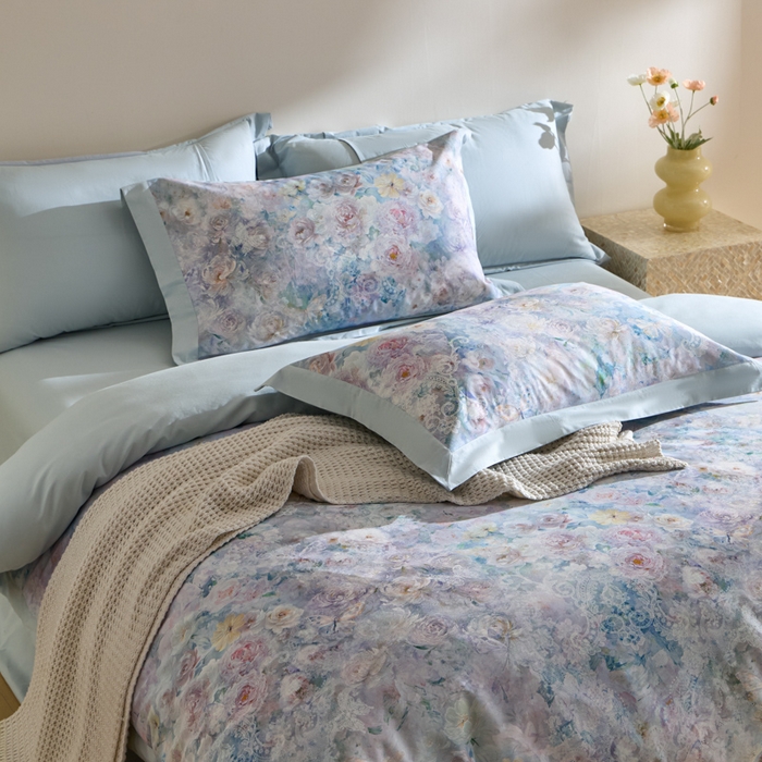 91家纺网 家纺一手货源 找家纺 禾时 2025新款全棉纯棉贡缎数码50双股长绒棉磨毛四件套（带高档礼盒） 罗曼庄园（绿）