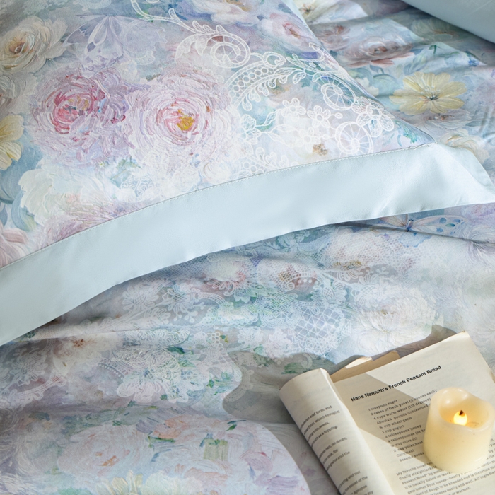 91家纺网 家纺一手货源 找家纺 禾时 2025新款全棉纯棉贡缎数码50双股长绒棉磨毛四件套（带高档礼盒） 罗曼庄园（绿）