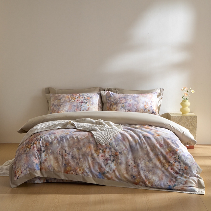 91家纺网 家纺一手货源 找家纺 禾时 2025新款全棉纯棉贡缎数码50双股长绒棉磨毛四件套（带高档礼盒） 千寻