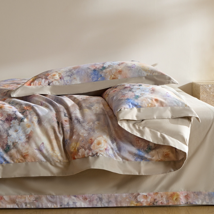 91家纺网 家纺一手货源 找家纺 禾时 2025新款全棉纯棉贡缎数码50双股长绒棉磨毛四件套（带高档礼盒） 千寻