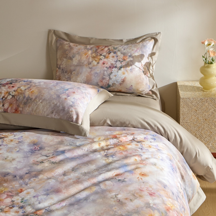 91家纺网 家纺一手货源 找家纺 禾时 2025新款全棉纯棉贡缎数码50双股长绒棉磨毛四件套（带高档礼盒） 千寻