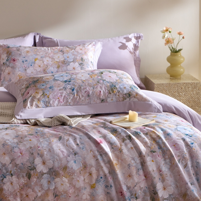 91家纺网 家纺一手货源 找家纺 禾时 2025新款全棉纯棉贡缎数码50双股长绒棉磨毛四件套（带高档礼盒） 蔷薇花园（绿）