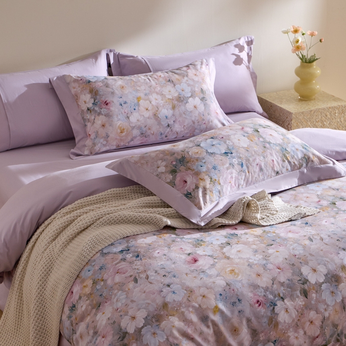 91家纺网 家纺一手货源 找家纺 禾时 2025新款全棉纯棉贡缎数码50双股长绒棉磨毛四件套（带高档礼盒） 蔷薇花园（绿）