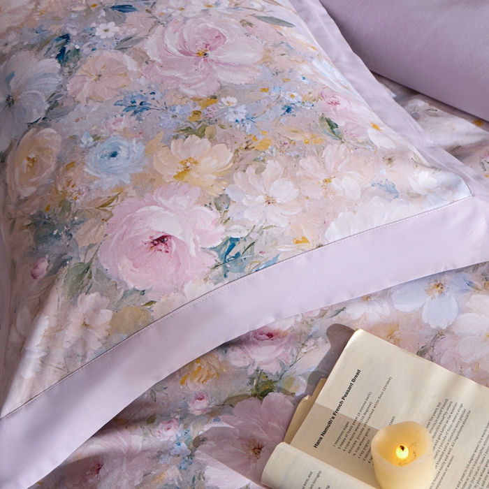 91家纺网 家纺一手货源 找家纺 禾时 2025新款全棉纯棉贡缎数码50双股长绒棉磨毛四件套（带高档礼盒） 蔷薇花园（绿）