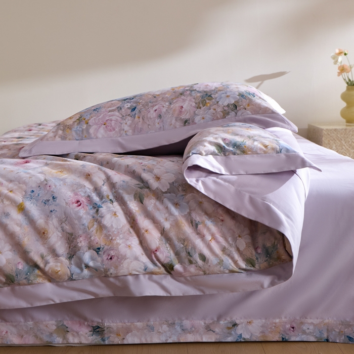 91家纺网 家纺一手货源 找家纺 禾时 2025新款全棉纯棉贡缎数码50双股长绒棉磨毛四件套（带高档礼盒） 蔷薇花园（绿）