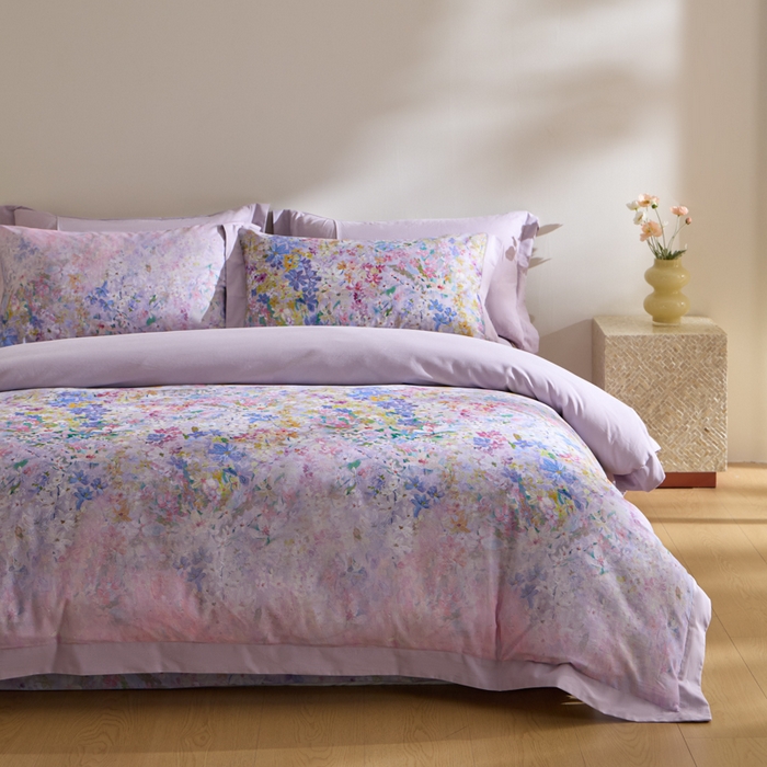 91家纺网 家纺一手货源 找家纺 禾时 2025新款全棉纯棉贡缎数码50双股长绒棉磨毛四件套（带高档礼盒） 心悦