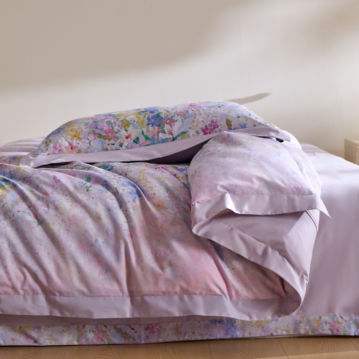 91家纺网 家纺一手货源 找家纺 禾时 2025新款全棉纯棉贡缎数码50双股长绒棉磨毛四件套（带高档礼盒） 心悦