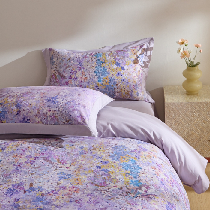 91家纺网 家纺一手货源 找家纺 禾时 2025新款全棉纯棉贡缎数码50双股长绒棉磨毛四件套（带高档礼盒） 心悦（紫）