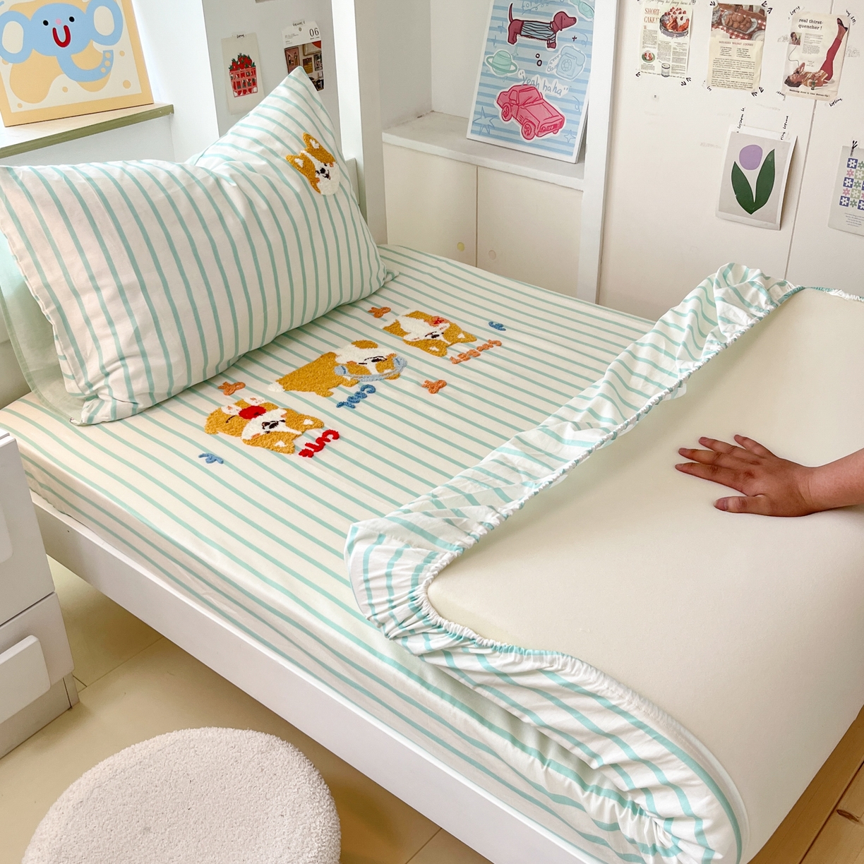 91家纺网 家纺一手货源 找家纺 （总）慕尚家纺 2025新款全棉纯棉毛巾绣单床笠 