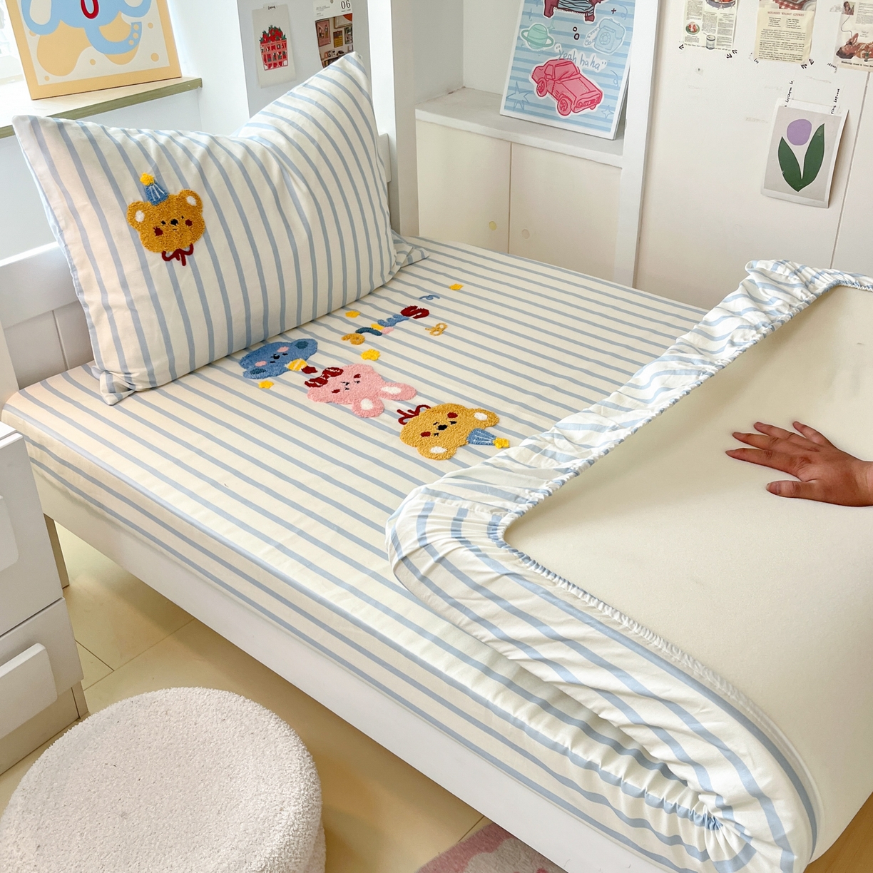 91家纺网 家纺一手货源 找家纺 （总）慕尚家纺 2025新款全棉纯棉毛巾绣单床笠 