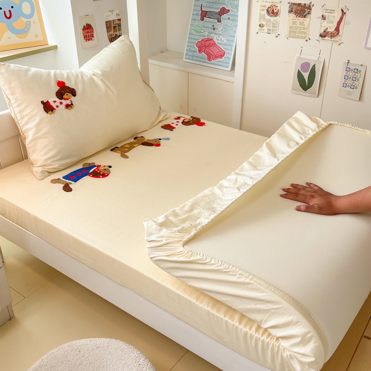 91家纺网 家纺一手货源 找家纺 （总）慕尚家纺 2025新款全棉纯棉毛巾绣单床笠 