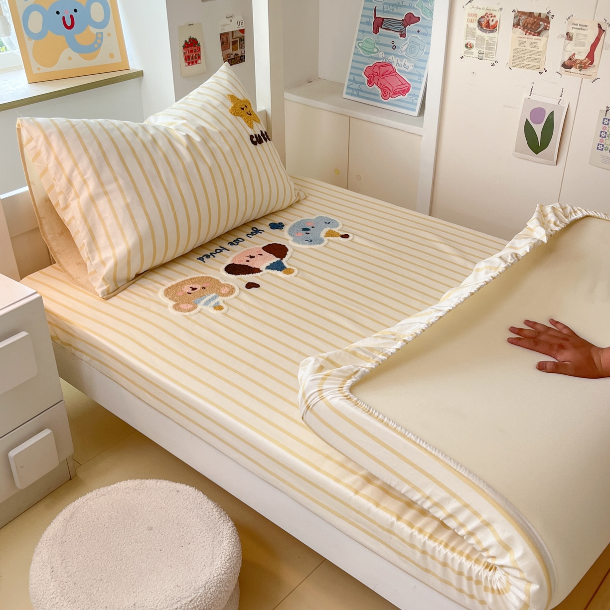 91家纺网 家纺一手货源 找家纺 （总）慕尚家纺 2025新款全棉纯棉毛巾绣单床笠 