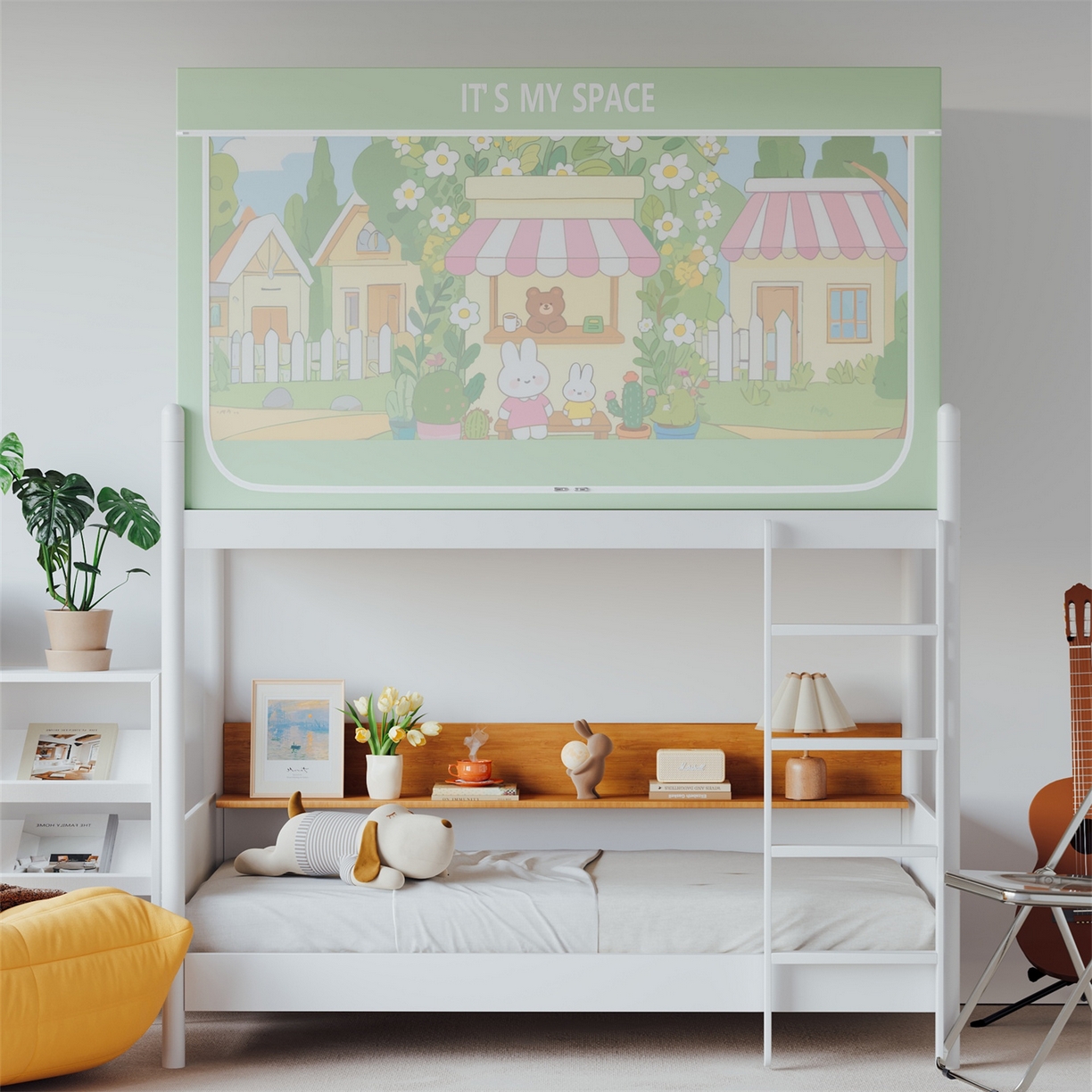 91家纺网 家纺一手货源 找家纺 新太阳蚊帐 2025新款大版学生床帘遮光学生宿舍蚊帐 童话小镇