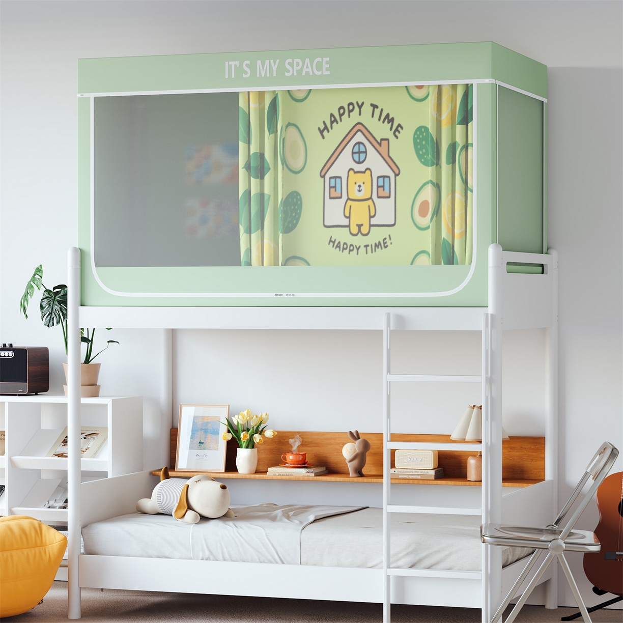 91家纺网 家纺一手货源 找家纺 新太阳蚊帐 2025新款大版学生床帘遮光学生宿舍蚊帐 森林小屋