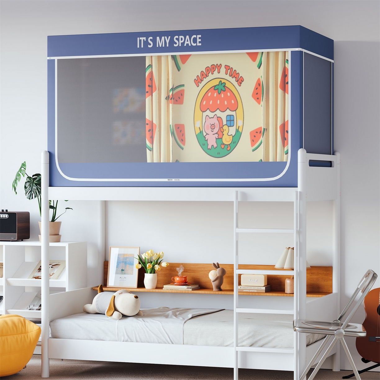 91家纺网 家纺一手货源 找家纺 新太阳蚊帐 2025新款大版学生床帘遮光学生宿舍蚊帐 瓜田萌友