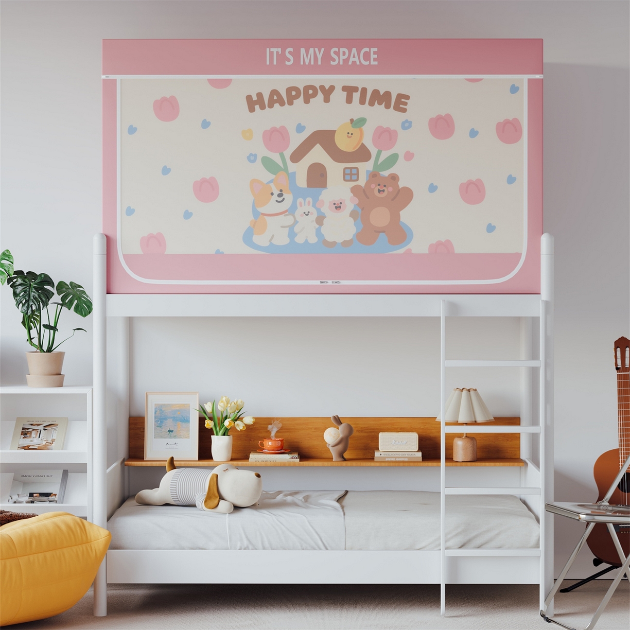 91家纺网 家纺一手货源 找家纺 新太阳蚊帐 2025新款大版学生床帘遮光学生宿舍蚊帐 乐园时光