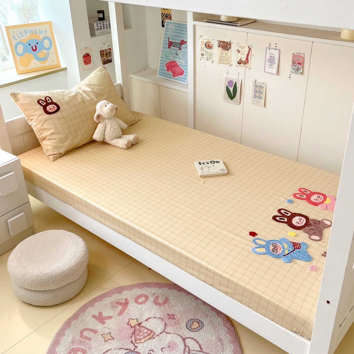 91家纺网 家纺一手货源 找家纺 慕尚家纺 2025新款全棉纯棉毛巾绣单床笠  拉布布们