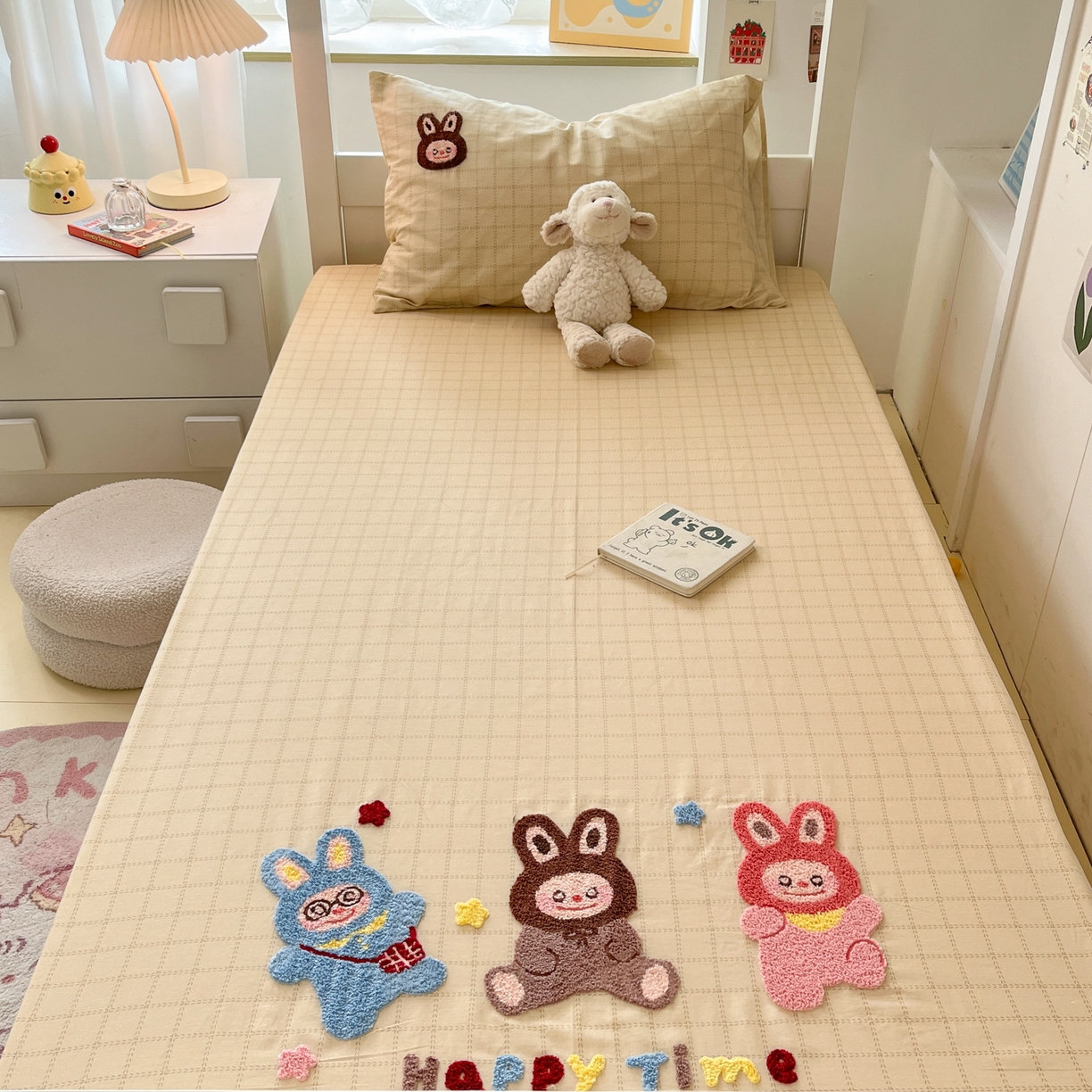 91家纺网 家纺一手货源 找家纺 慕尚家纺 2025新款全棉纯棉毛巾绣单床笠  拉布布们