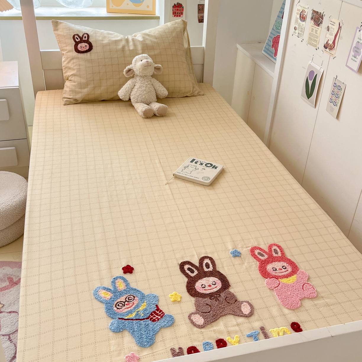 91家纺网 家纺一手货源 找家纺 慕尚家纺 2025新款全棉纯棉毛巾绣单床笠  拉布布们