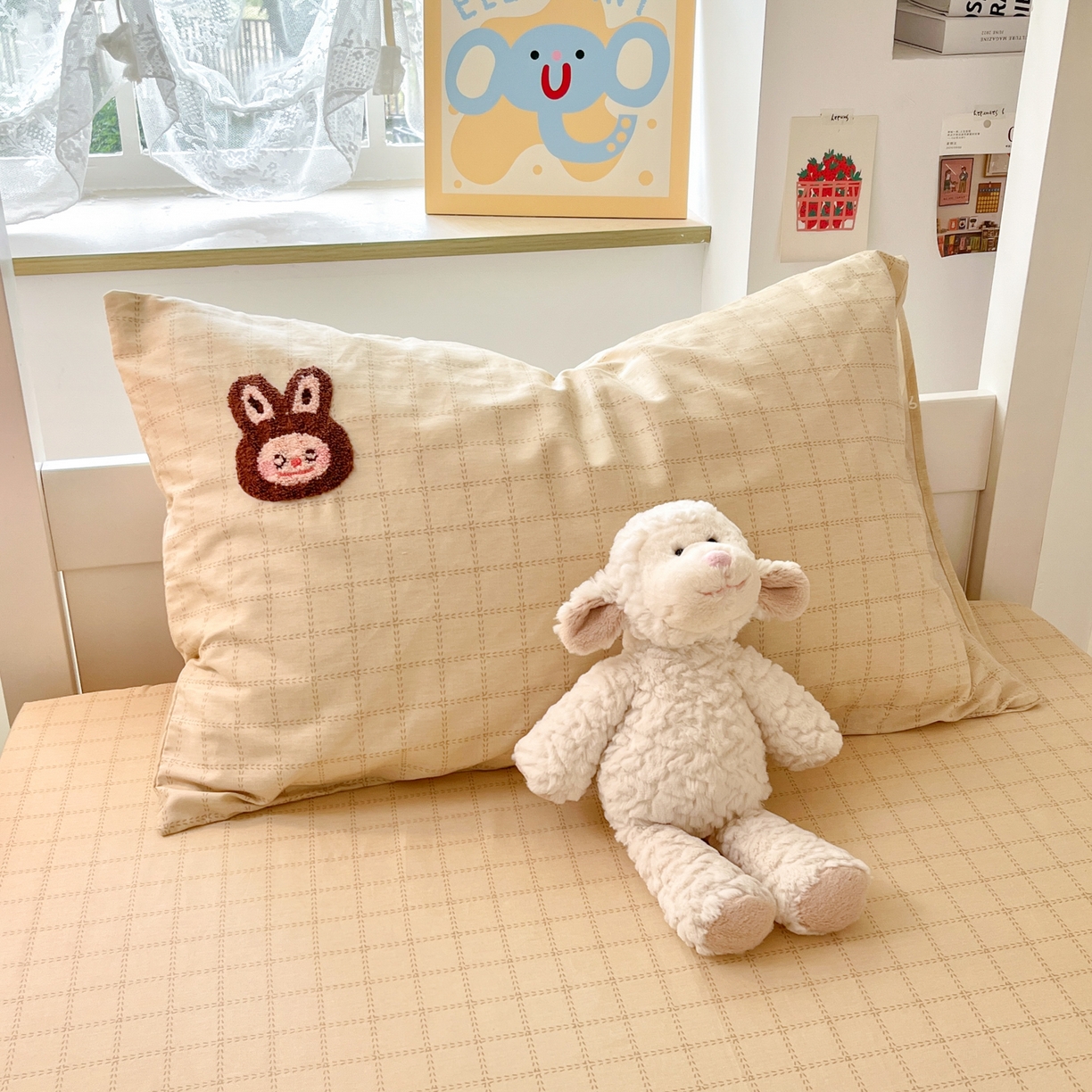 91家纺网 家纺一手货源 找家纺 慕尚家纺 2025新款全棉纯棉毛巾绣单床笠  拉布布们