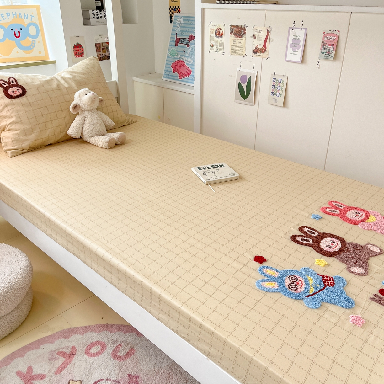 91家纺网 家纺一手货源 找家纺 慕尚家纺 2025新款全棉纯棉毛巾绣单床笠  拉布布们