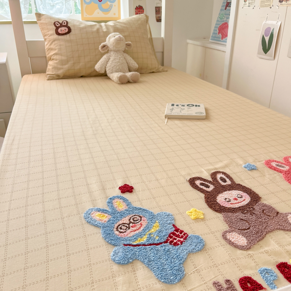 91家纺网 家纺一手货源 找家纺 慕尚家纺 2025新款全棉纯棉毛巾绣单床笠  拉布布们