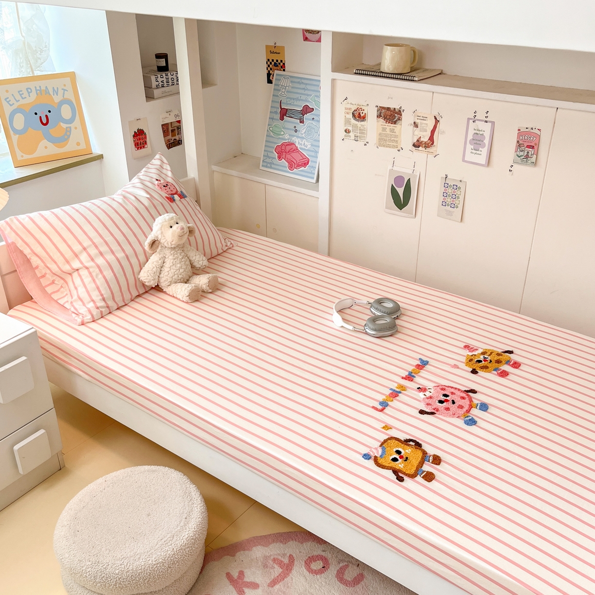 91家纺网 家纺一手货源 找家纺 慕尚家纺 2025新款全棉纯棉毛巾绣单床笠  趣味饼干