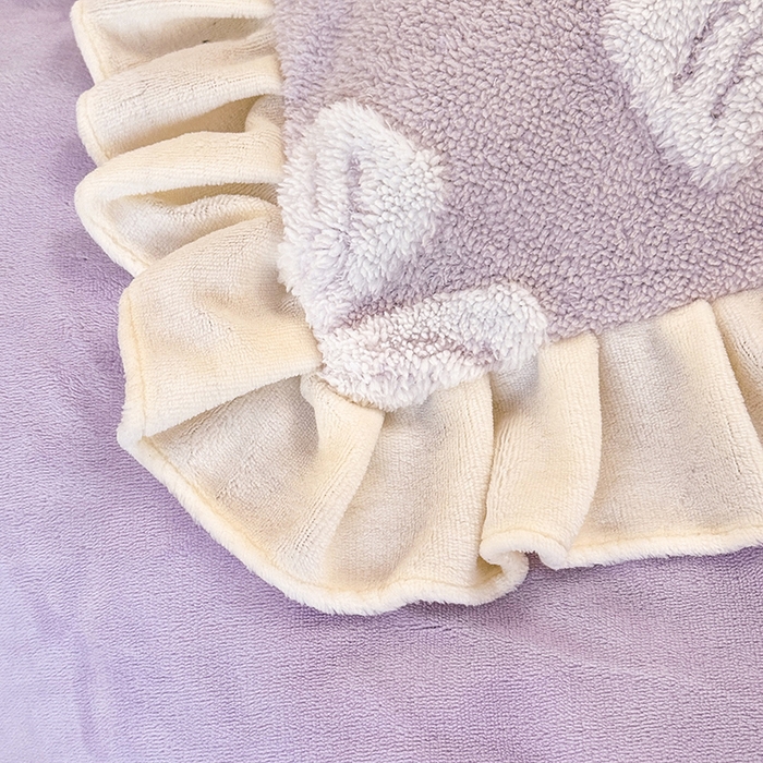 91家纺网 家纺一手货源 找家纺 唐人居 2025新款高克重阳离子绒花边雕花套件 情结-浅紫