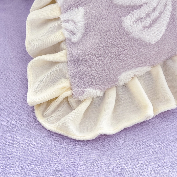 91家纺网 家纺一手货源 找家纺 唐人居 2025新款高克重阳离子绒花边雕花套件 情结-浅紫