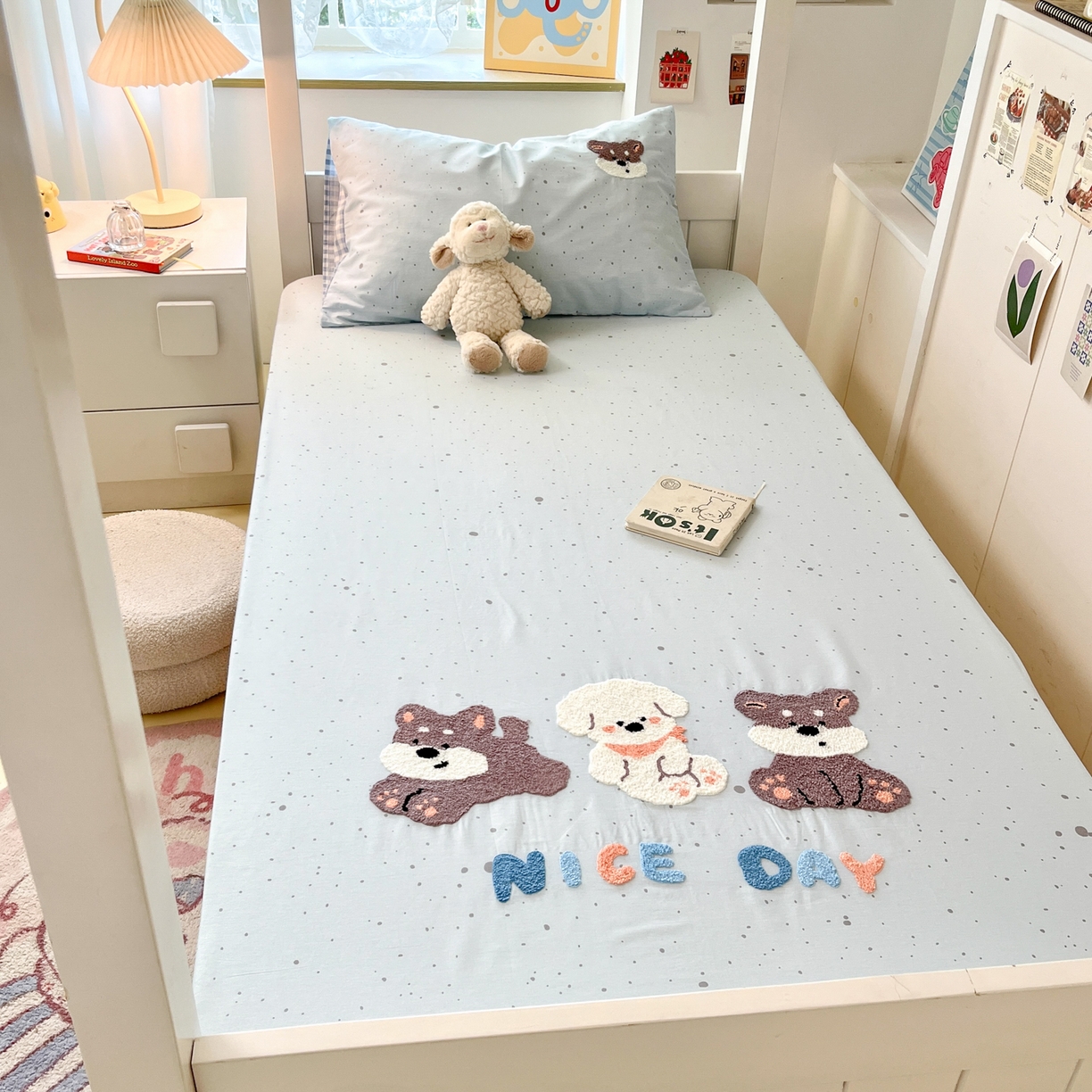 91家纺网 家纺一手货源 找家纺 慕尚家纺 2025新款全棉纯棉毛巾绣单床笠  小糯米们