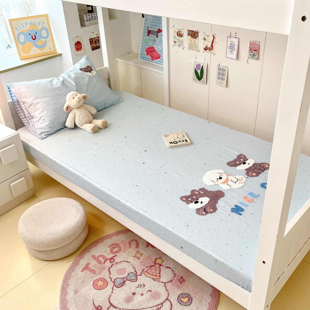 91家纺网 家纺一手货源 找家纺 慕尚家纺 2025新款全棉纯棉毛巾绣单床笠  小糯米们