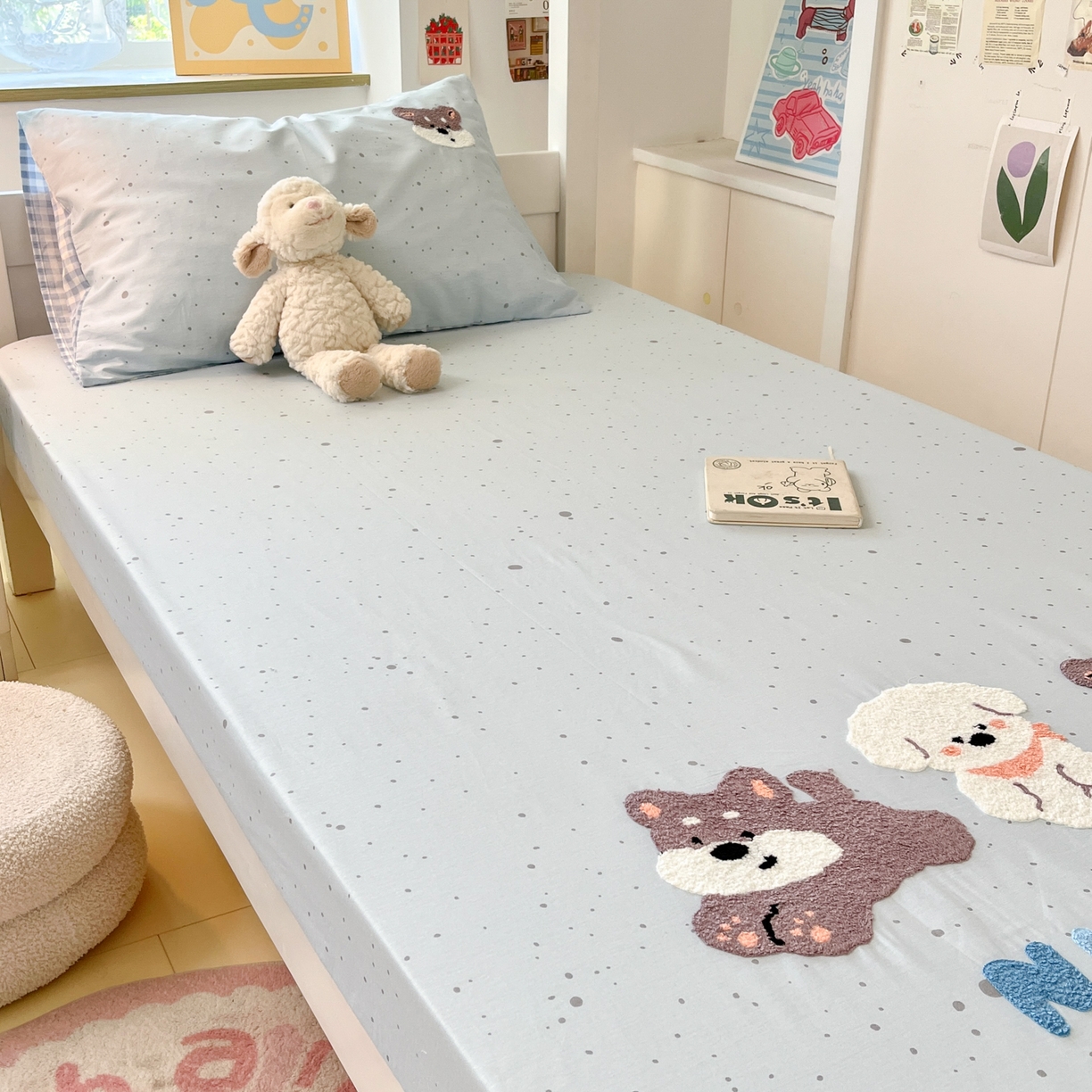 91家纺网 家纺一手货源 找家纺 慕尚家纺 2025新款全棉纯棉毛巾绣单床笠  小糯米们