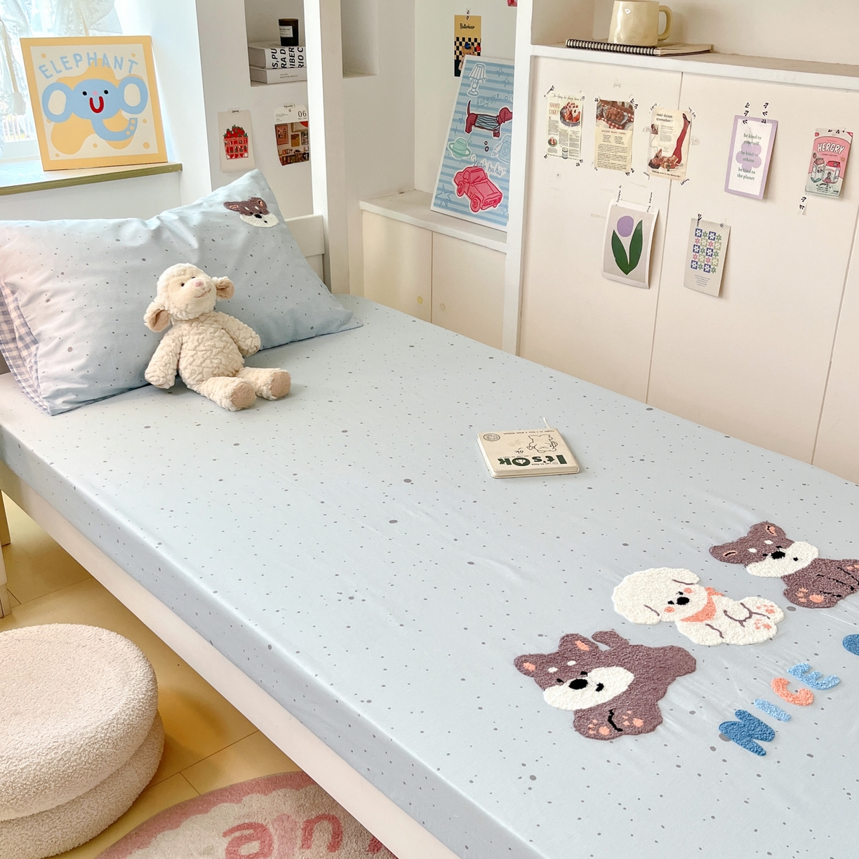 91家纺网 家纺一手货源 找家纺 慕尚家纺 2025新款全棉纯棉毛巾绣单床笠  小糯米们