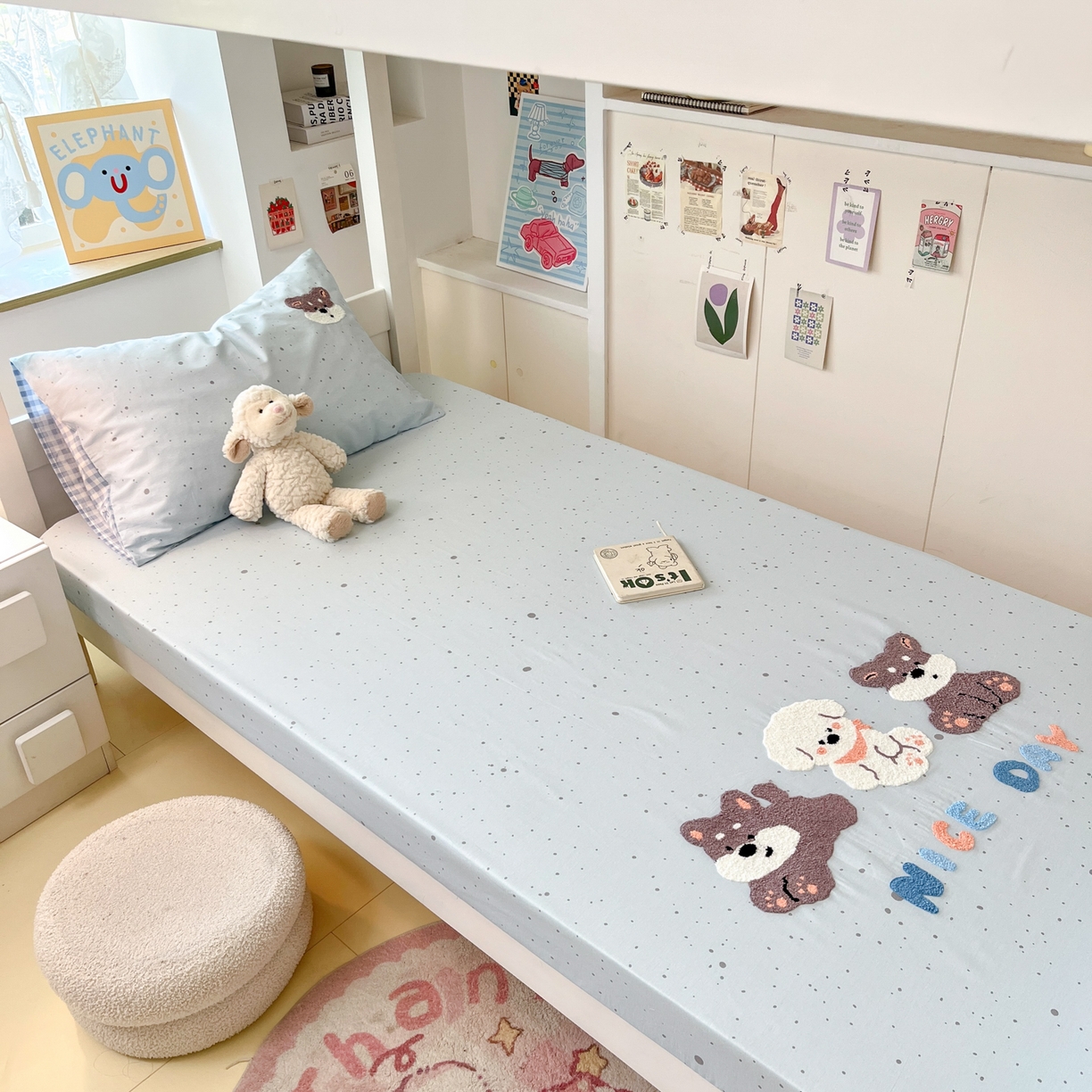 91家纺网 家纺一手货源 找家纺 慕尚家纺 2025新款全棉纯棉毛巾绣单床笠  小糯米们